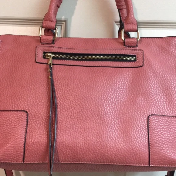 Elegant Salmon Leather Handbag Satchel/Crossbody - Picture 3 of 13